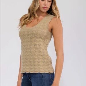Mystree Sleeveless Knit Tank Top in Tan